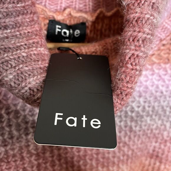 Fate Striped Oversized Turtleneck Sweater Womens L Wool Boho Colorful - Picture 6 of 9